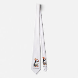 Merry Puffin, custom Neck Tie
