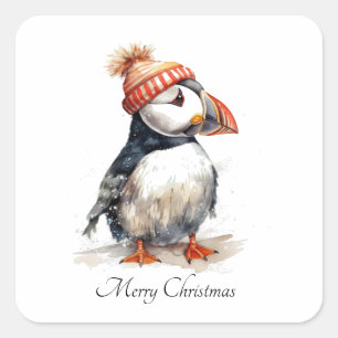 Merry Puffin, custom Square Sticker