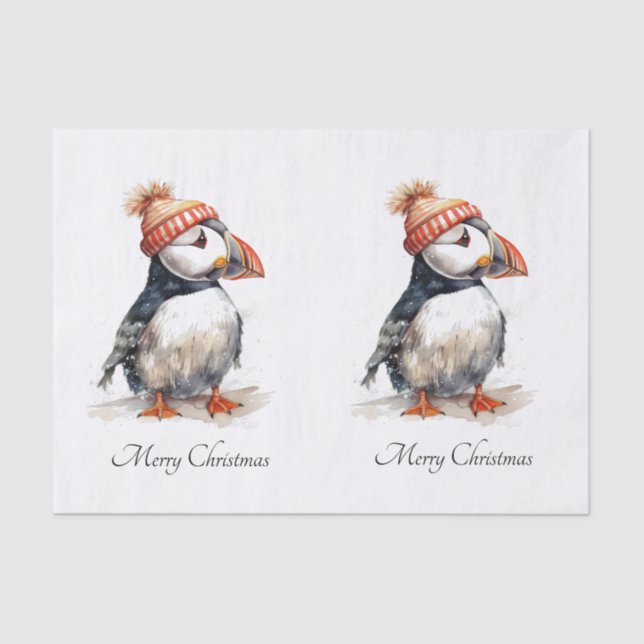 Merry Puffin, custom Tissue Paper (Front)