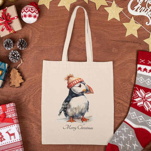 Merry Puffin, custom Tote Bag (Creator Uploaded)