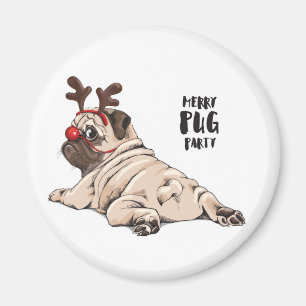Merry Pug Party Magnet
