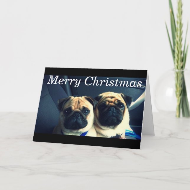 Merry pug xmas holiday card (Front)
