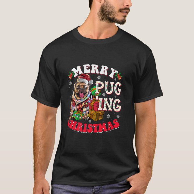 Merry Pugging Christmas Dog Santa Pug Xmas Boys Pu T-Shirt (Front)