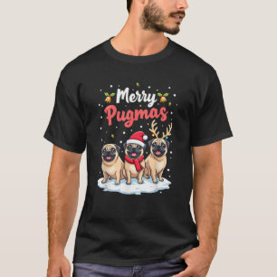 Merry Pugmas Christmas Family Pyjama PJS Dog Funny T-Shirt