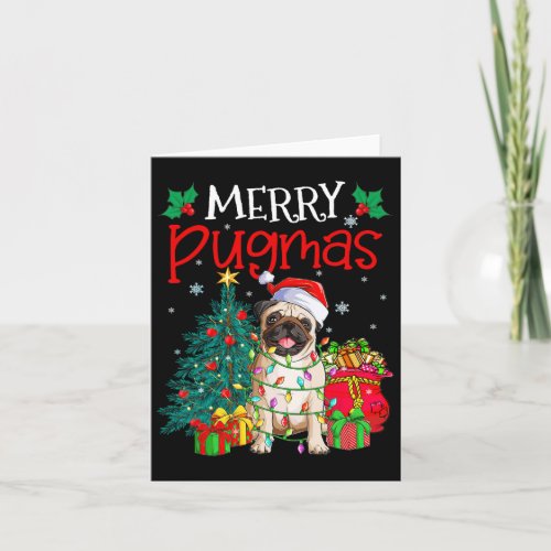 Merry Pugmas Christmas Funny Dog Santa Pug Santa H Card