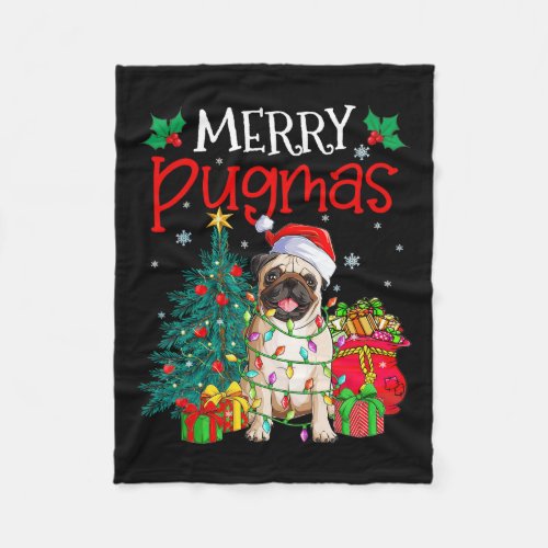 Merry Pugmas Christmas Funny Dog Santa Pug Santa H Fleece Blanket