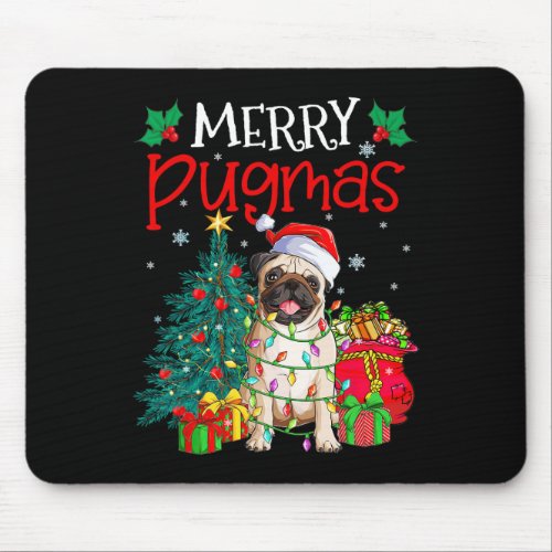 Merry Pugmas Christmas Funny Dog Santa Pug Santa H Mouse Pad