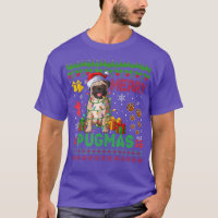 Merry Pugmas Christmas Lights Santa Pug Dog Family