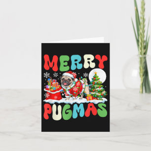 Merry Pugmas Christmas Santa Pug Colorful Costume Card