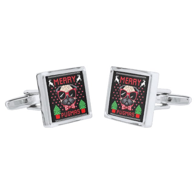 Merry Pugmas! Cufflinks (Angled)