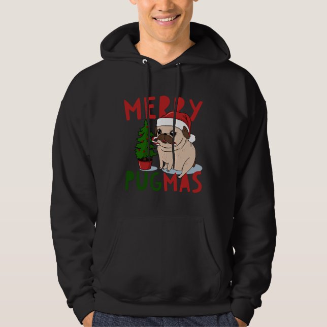 Merry Pugmas  Cute Christmas Pug Classic T-Shirt 5 Hoodie (Front)
