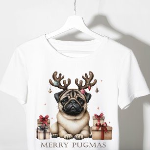 Merry Pugmas Festive Christmas Pug Tri-Blend Shirt