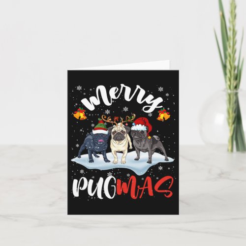 Merry Pugmas Funny Santa Reindeer Elf Pug Dog Chri Card