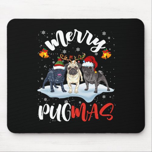 Merry Pugmas Funny Santa Reindeer Elf Pug Dog Chri Mouse Pad