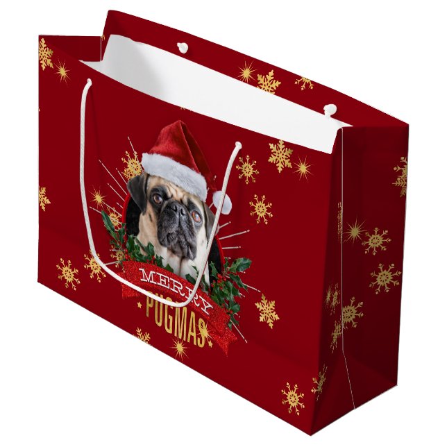 Merry Pugmas Gift Bag (Front Angled)