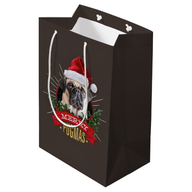 Merry Pugmas Gift Bag (Back Angled)