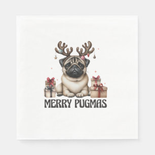 Merry Pugmas Merry Christmas Funny Pug Dog Napkins