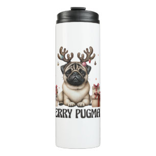 Merry Pugmas Merry Christmas Funny Pug Dog Thermal Tumbler