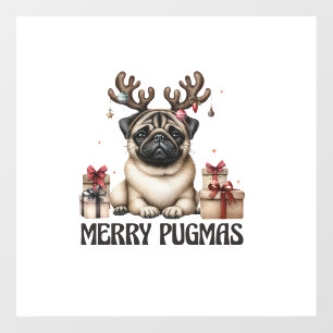 Merry Pugmas Merry Christmas Funny Pug Dog Wall Decal