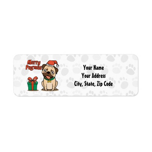Merry Pugmas Pug Christmas Label