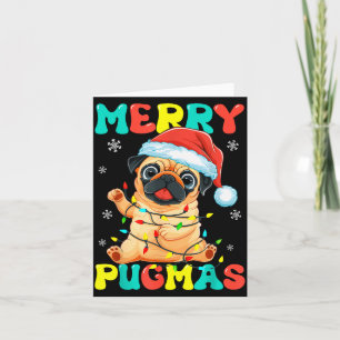 Merry Pugmas Pug Christmas Santa Pug Xmas Lights D Card