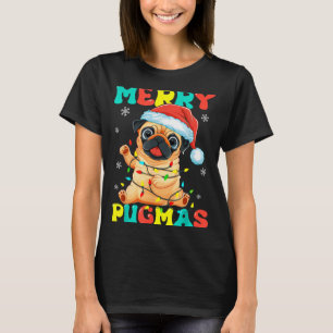 Merry Pugmas Pug Christmas Santa Pug Xmas Lights D T-Shirt
