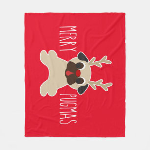 Merry Pugmas Pug Reindeer Fleece