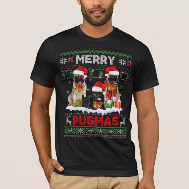 Merry Pugmas Ugly Sweater Christmas Pug Dog Lover (Front)