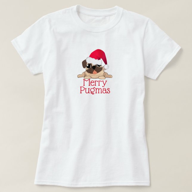 Merry Pugmas Women's Basic T-Shirt (Design Front)