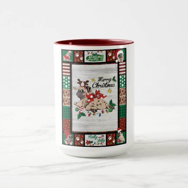 Merry Pugmas Xmas Pug Christmas Party Pug Lover  Mug (Center)