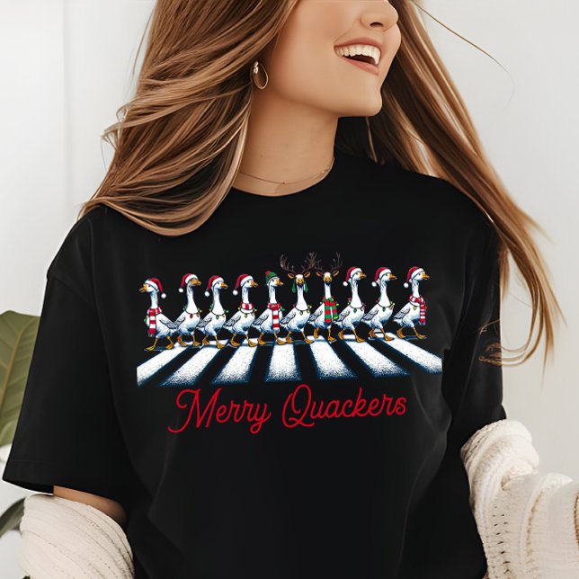 Merry Quackers Christmas Duck Funny Festive Tri-Blend Shirt (Creator Uploaded)