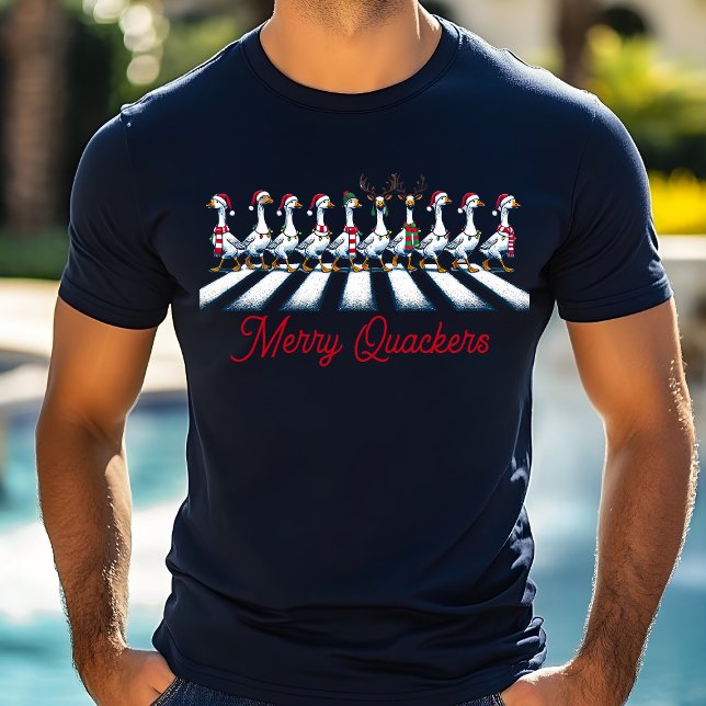 Merry Quackers Christmas Duck Funny Festive Tri-Blend Shirt (Creator Uploaded)