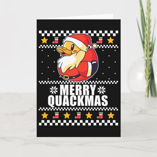 Merry Quackmas Christmas Duck Santa Claus Meme  Card (Front)