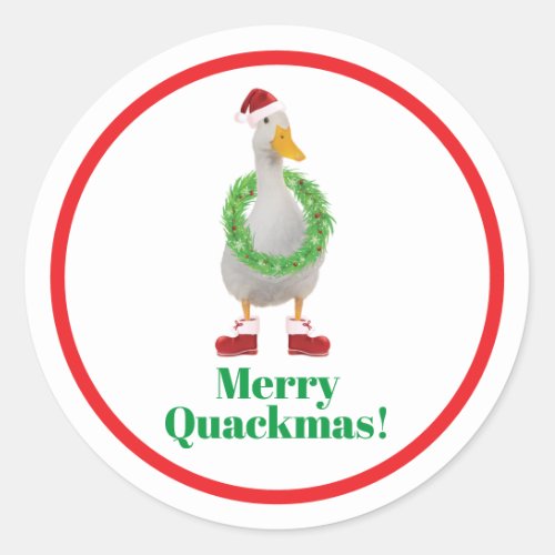 Merry Quackmas Cute Santa Duck Sticker
