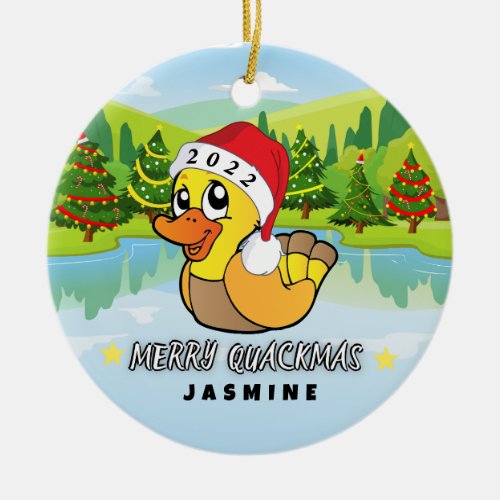 Merry Quackmas Duck Christmas Ornament for Kids