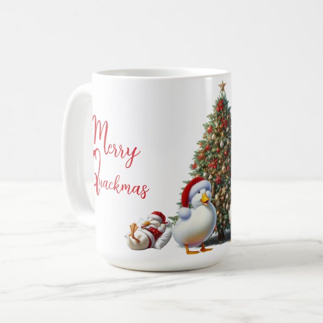 Merry Quackmas Duck Coffee Mug (Front Left)