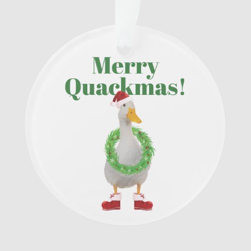 Merry Quackmas Santa Duck Acrylic Ornament