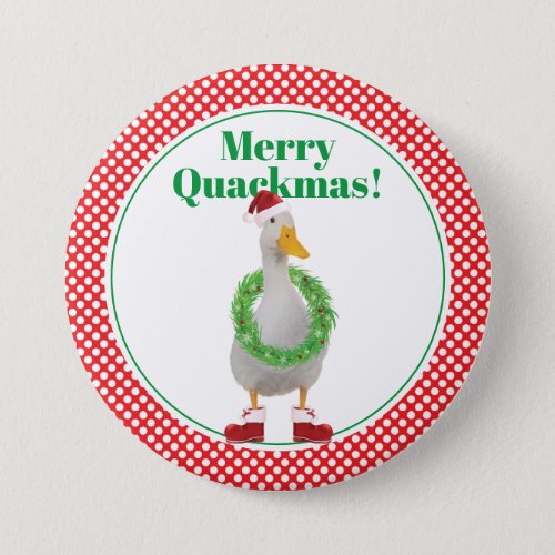 Merry Quackmas Santa Duck Button