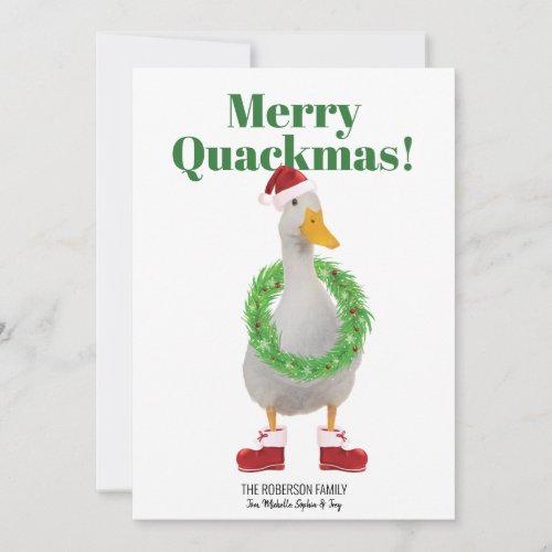 Merry Quackmas Santa Duck Flat Holiday Card