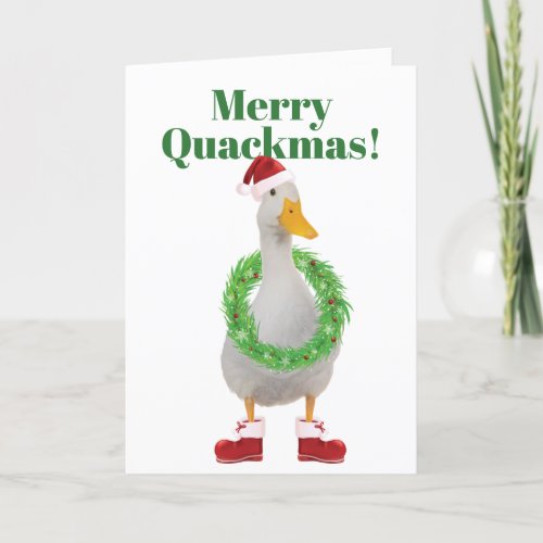 Merry Quackmas Santa Duck Folded Holiday Card