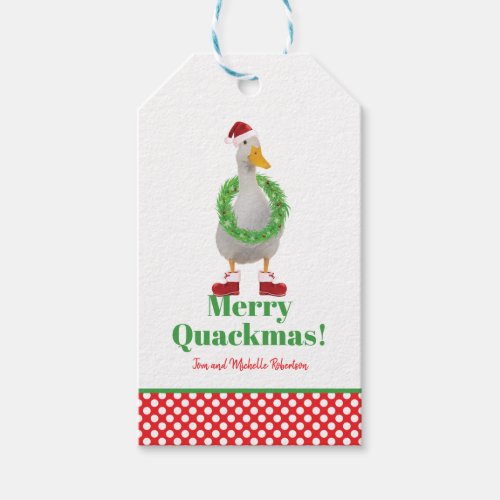 Merry Quackmas Santa Duck Gift Tags