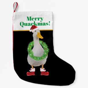 Merry Quackmas Santa Duck Small Christmas Stocking