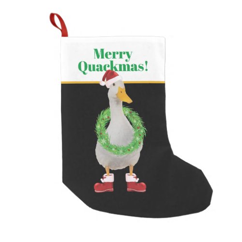 Merry Quackmas Santa Duck Small Christmas Stocking