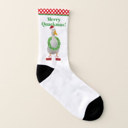 Merry Quackmas Santa Duck Socks