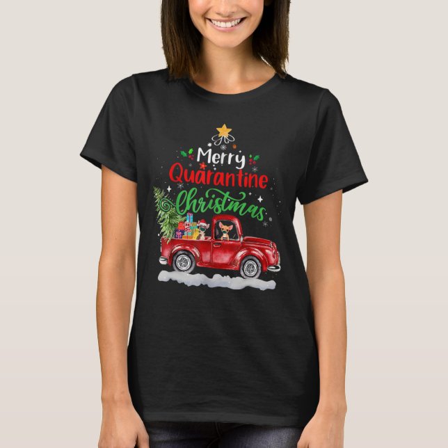 Merry Quarantine Christmas 2020 Chihuahua Ride Red T-Shirt (Front)