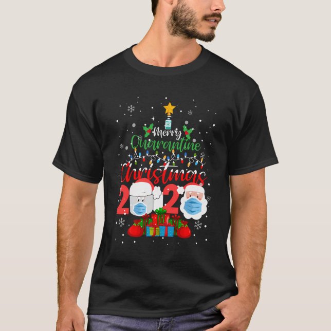 Merry Quarantine Christmas 2020 Pajamas Family Mat T-Shirt (Front)