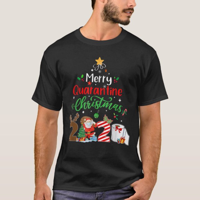 Merry Quarantine Christmas 2020 Xmas Pajamas Holid T-Shirt (Front)
