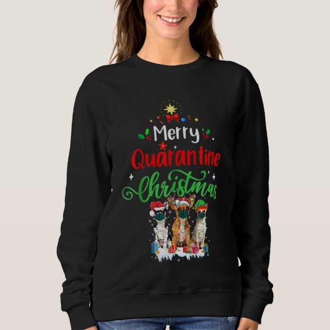 Merry Quarantine Christmas 2021 Chihuahua Wearing  Sweatshirt (Front)