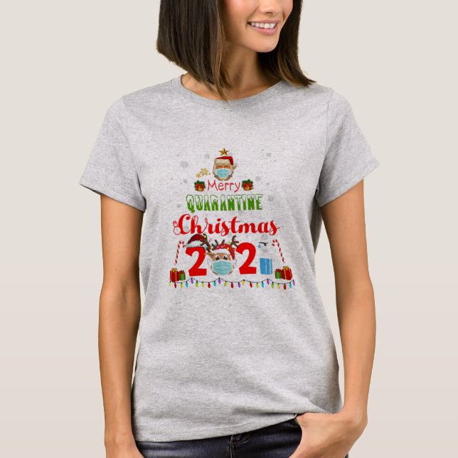 Merry Quarantine Christmas 2021 Pajamas Family T-Shirt (Front)