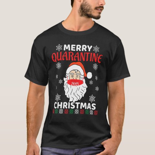 Merry Quarantine Christmas 2021 Santa Claus Face M T_Shirt